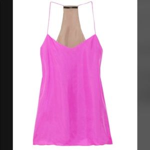 TIBI Washed-silk racer-back tank 2